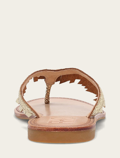 Ava Fringe Sandal - Gold Mirror - Back