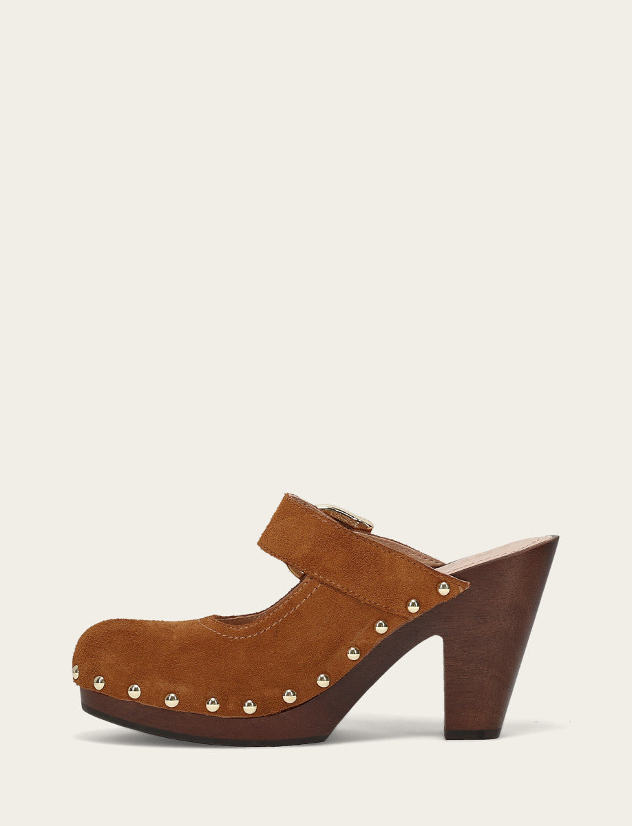 Cindy Buckle Clog - Caramel - Inside