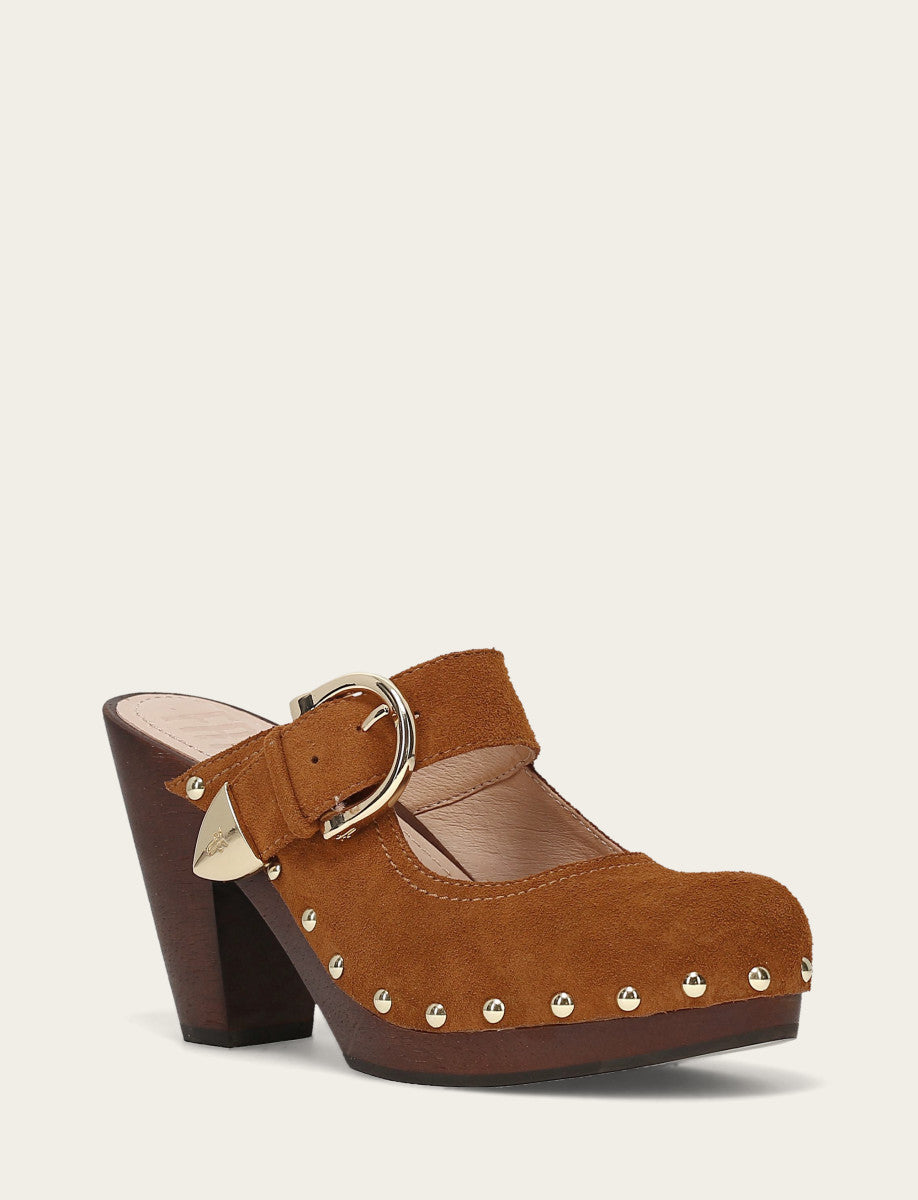 Cindy Buckle Clog - Caramel - Hero