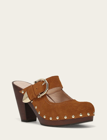 Cindy Buckle Clog - Caramel - Hero