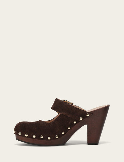 Cindy Buckle Clog - Chocolate - Inside