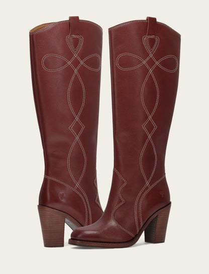 Corinne Tall Deco Stitch - Cranberry - Pair