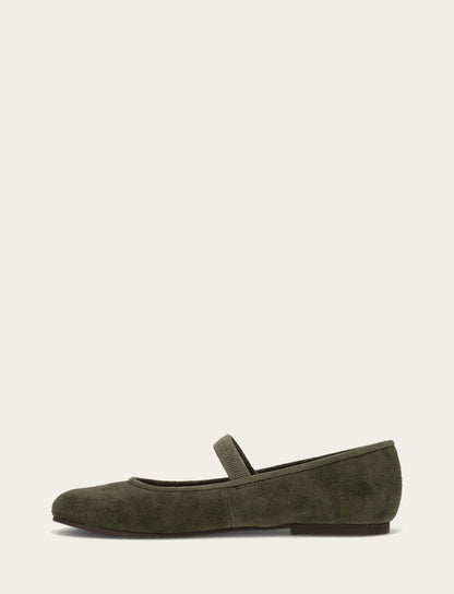 Emma Elastic Mary Jane - Dark Olive - Inside