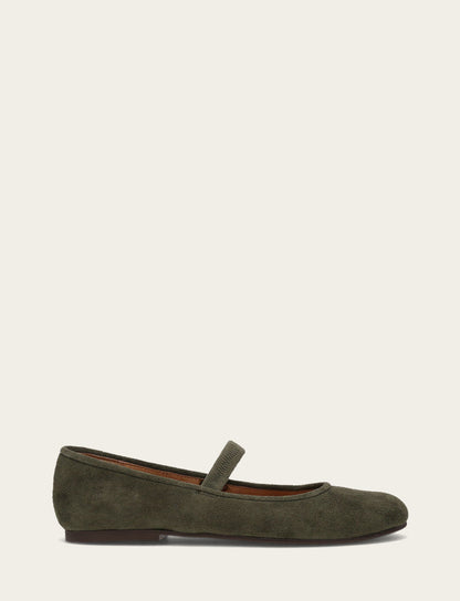 Emma Elastic Mary Jane - Dark Olive - Outside