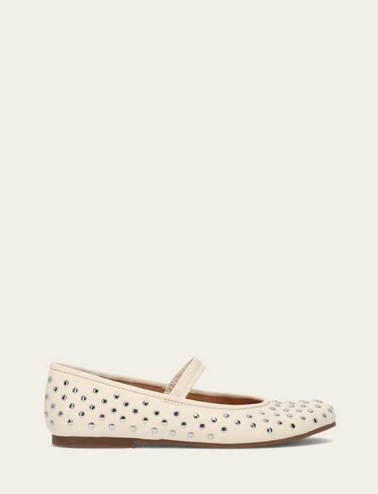 Emma Studded Mary Jane - Ecru - Outside