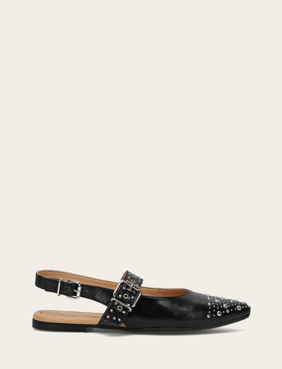 Heather Slingback Studded - Black - Outside