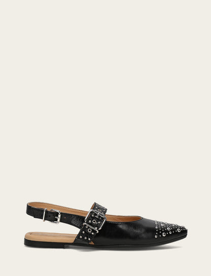 Heather Slingback Studded - Black - Outside