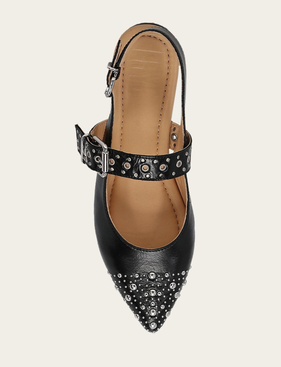 Heather Slingback Studded - Black - Top Down