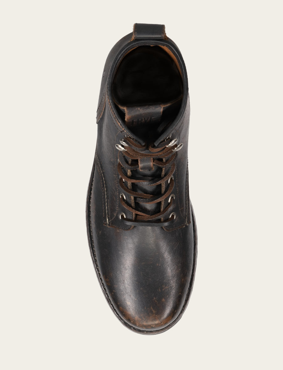 Hudson Workboot Plain Toe - Antique Black - Top Down