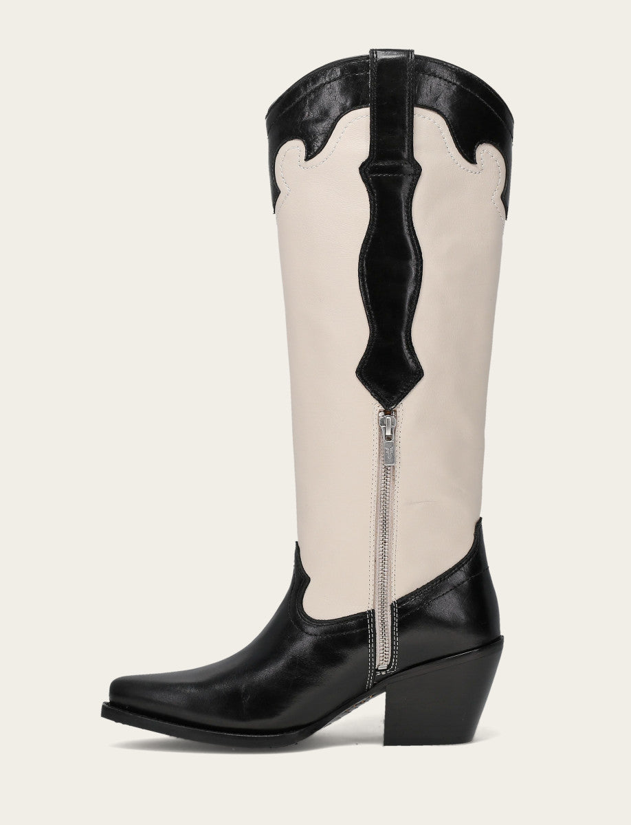 Laila Tall Rhinestone - Black/Ivory - Inside