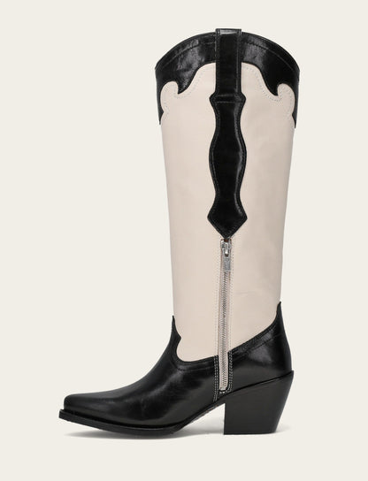 Laila Tall Rhinestone - Black/Ivory - Inside