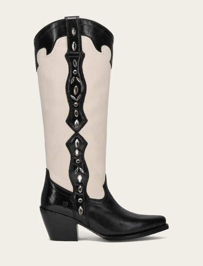 Laila Tall Rhinestone - Black/Ivory - Outside