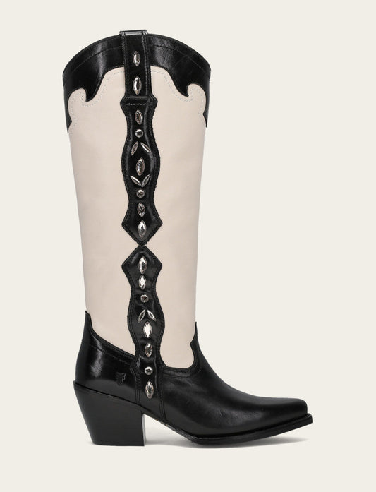 Laila Tall Rhinestone - Black/Ivory - Outside