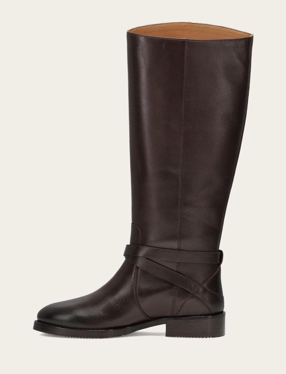 Melissa Belted Riding - Dark Brown - Inside