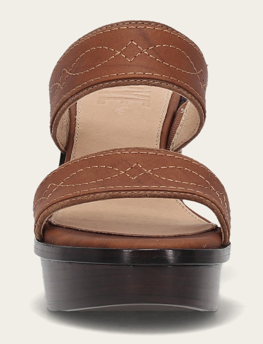 Pipa Woodstock 2 Band Platform Sandal - Saddle - Front