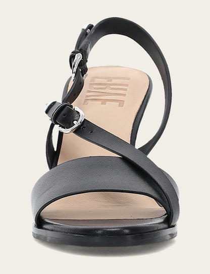Rachel Buckle Sandal - Black - Front