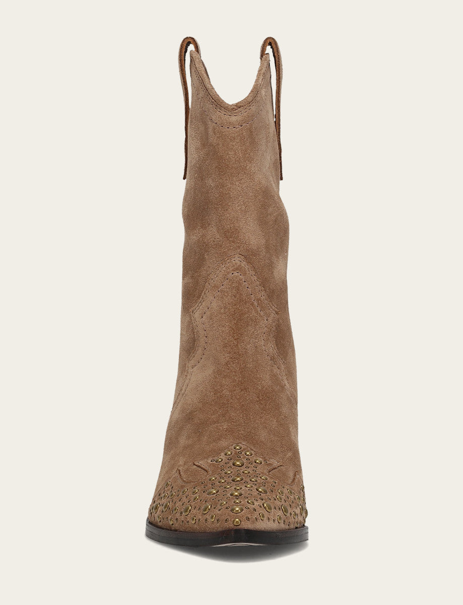Sara Wingtip Stud - Almond - Front