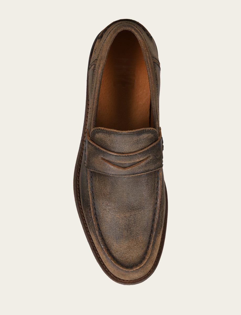 Tyler Flex Penny - Distressed Chocolate - Top Down